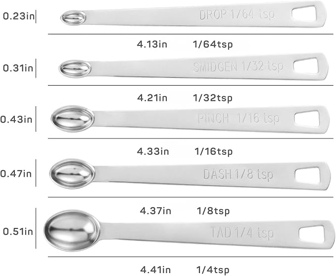 Stainless Steel Measuring Spoons Set of 11, Includes 6 Rectangular Measuring - Image 9