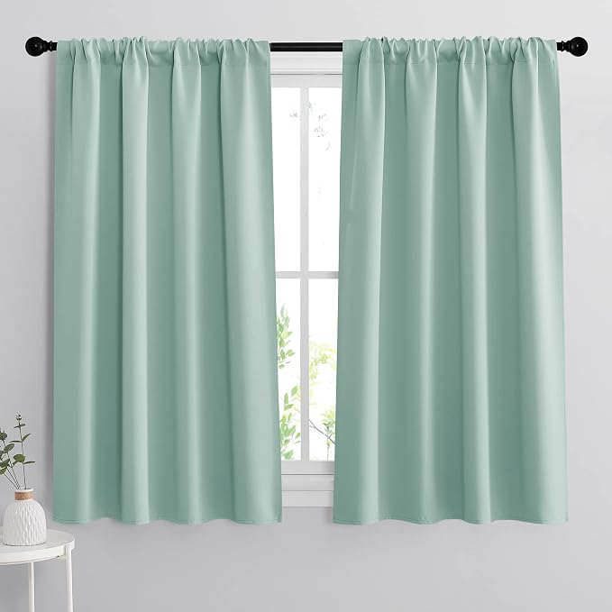RYB HOME Room Darkening Kitchen Curtains 54 inch Length, Durable Privacy Window by RYBHOME