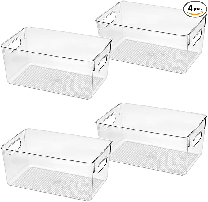 Clear Plastic Storage Bins, Pantry Organizers and Storage Containers Fridge by CONTROLKITCHEN
