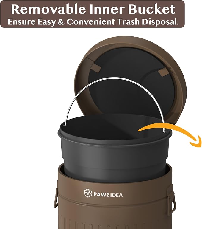 PAWZIDEA Dog Poop Trash Can Outside Odor Control, 3.1Gallon Pet Waste Trash Can - Image 6