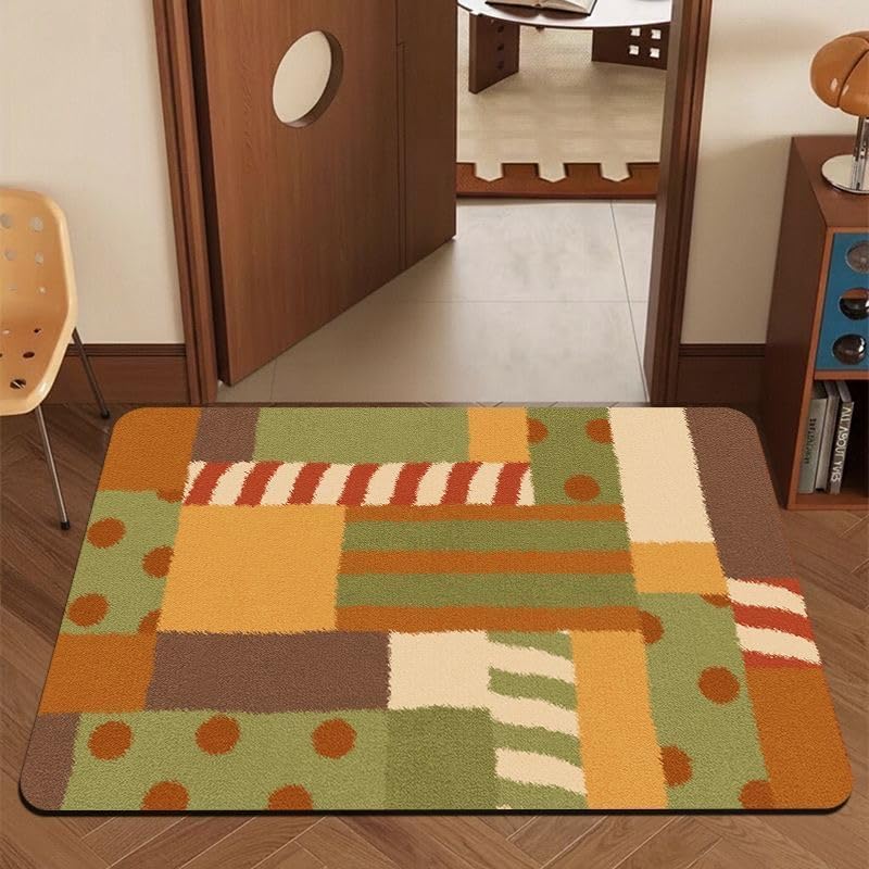 Non Slip Bath Mat Cut to Any Size Ultra Thin Bathroom Rugs Fit Under Door, 16"x24" Quick Dry Absorbent Washable Rubber Backing Mat Rug for Bath Floor, Entryway, Kitchen, Sink