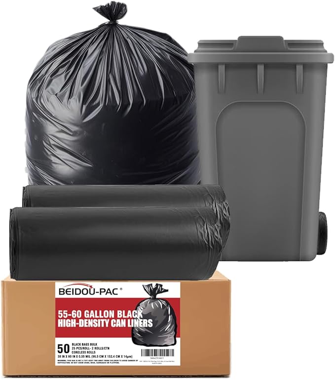 55-60 Gallon Trash Bags, Construction, Industrial by BEIDOU-PAC