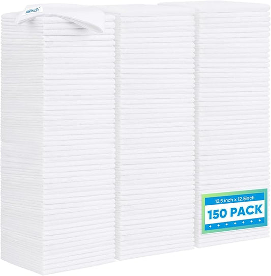 HOMEXCEL White Microfiber Cleaning Cloth 150 Pack, 12.5 x 12.5 inch Microfiber by HOMEXCEL
