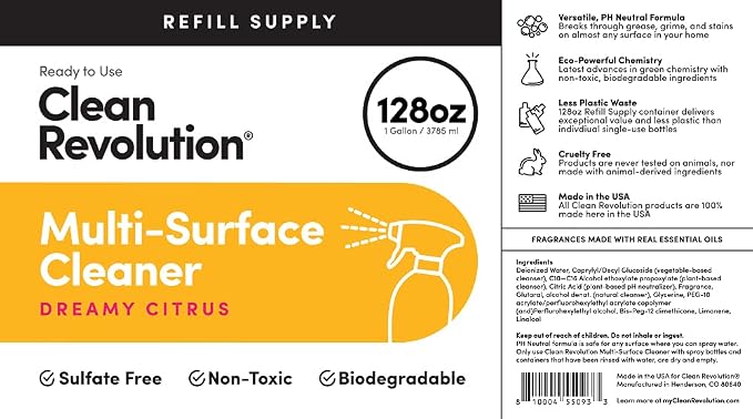 Clean Revolution Multi Surface Cleaner Refill Supply, Eco-Friendly & Plant-Based - Image 4