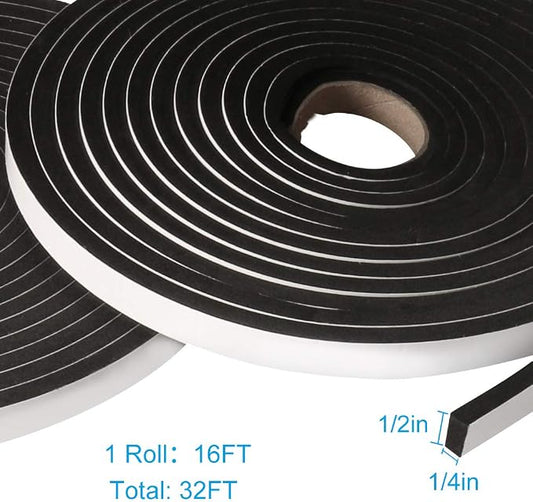 2 Rolls Foam Tape Weatheratrip for Door Window Insulation, Single Sided Foam - Image 2