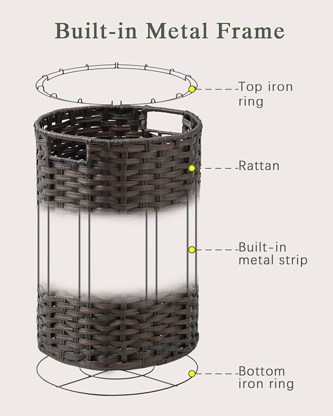 Laundry Hamper Laundry Basket Round 19.0 Gal Handwoven Rattan Laundry Basket - Image 9