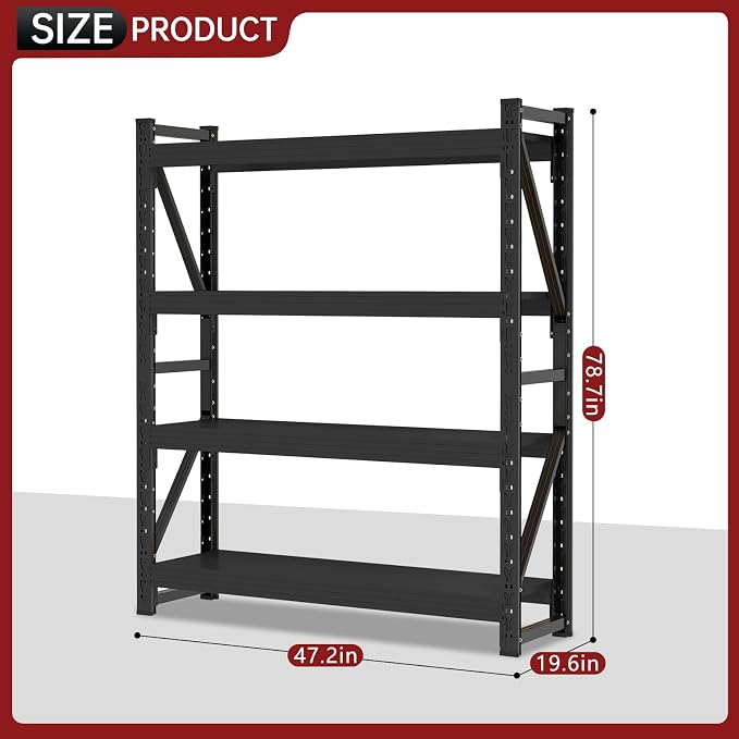 4000LBS Storage Shelves Heavy Duty, 4 Tier Adjustable Shelf, Garage Storage - Image 2