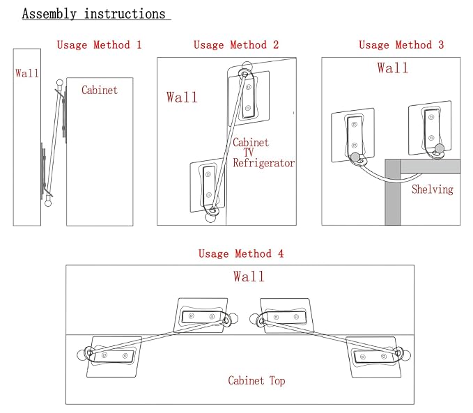 Furniture Anchors 4 Pairs No Drill Heavy Duty Anchors Fridge Lock Adjustable - Image 7
