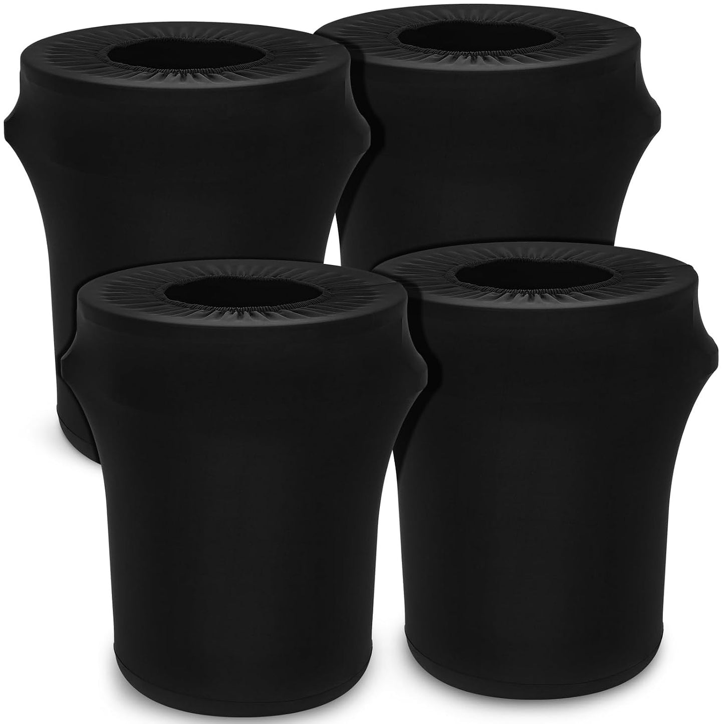 Tanlade 4 Pcs 55 Gallon Stretch Trash Can Spandex Cover Outdoor Waste Garbage Can Spandex Covers for Indoor Kitchen Outdoor Round Waste Container Bin, Without Trash Bin (Black)