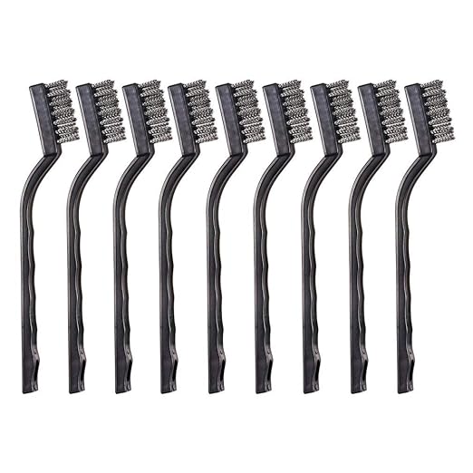 9PCS MINI Wire Brushes, Stainless Steel Brush Set, Curved Handle Scratch by YiwerDer