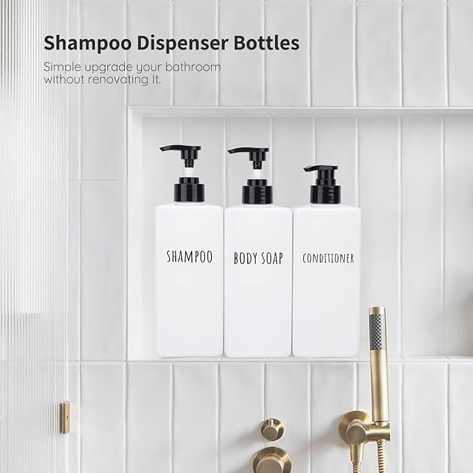 Segbeauty Plastic Soap Dispenser, 500ml Empty Square Pump Press Bottle Shower - Image 2