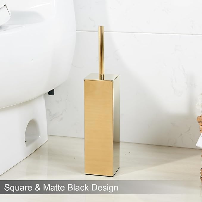 Gold Square Stainless Steel Toilet Brush - Image 2