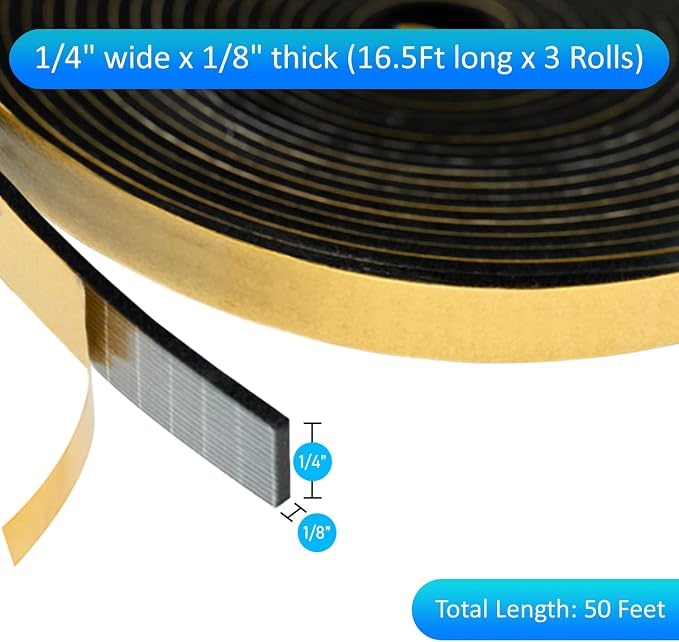 High Density Foam Weather Stripping Door Seal Strip Insulation Tape Roll - Image 2