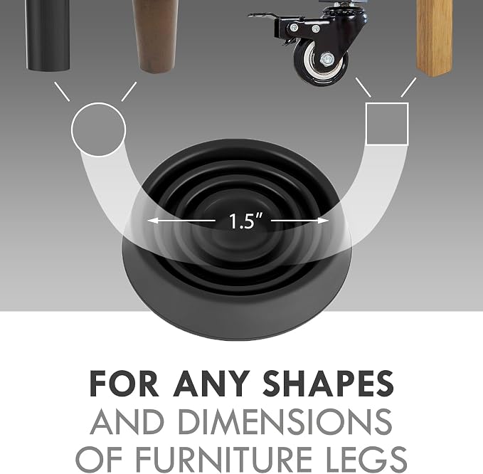 Furniture Coasters, 1.5X1.5 Rubber Caster Cups Non Slip Furniture Pads Non Skid - Image 2