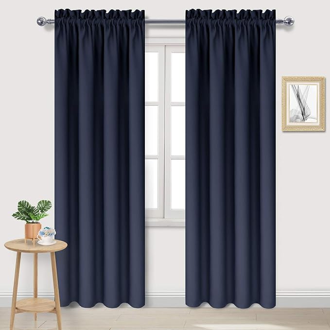 DWCN Navy Room Darkening Blackout Curtains by DWCN