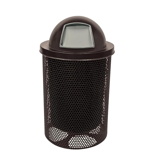 COATEDOUTDOORFURNITURE RDT-P-BRW Heavy Duty Round Trash Receptacle by CoatedOutdoorFurniture