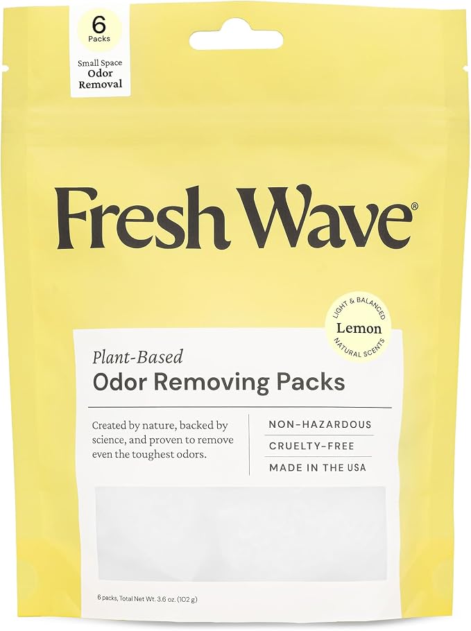 Fresh Wave Lemon Odor Eliminating & Deodorizing Packs | Bag of 6 | Safer Odor by FreshWave