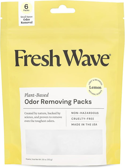 Fresh Wave Lemon Odor Eliminating & Deodorizing Packs | Bag of 6 | Safer Odor by FreshWave
