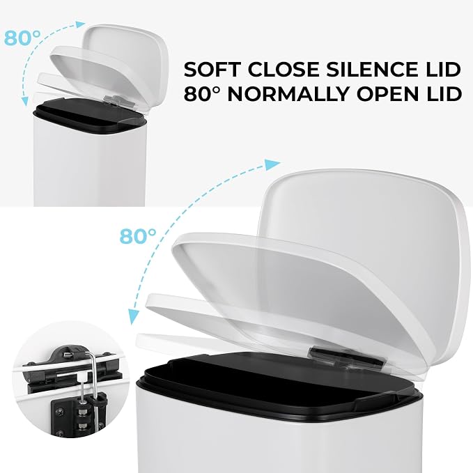 13.2 Gal Kitchen Trash Can, 50L Recycling or Garbage Bin, Brushed Stainless - Image 3