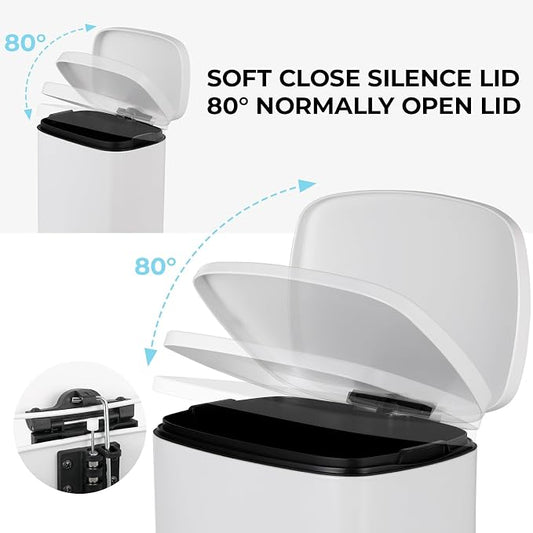 8 Gal Kitchen Trash Can, 30L Recycling or Garbage Bin, Brushed Stainless Steel - Image 2