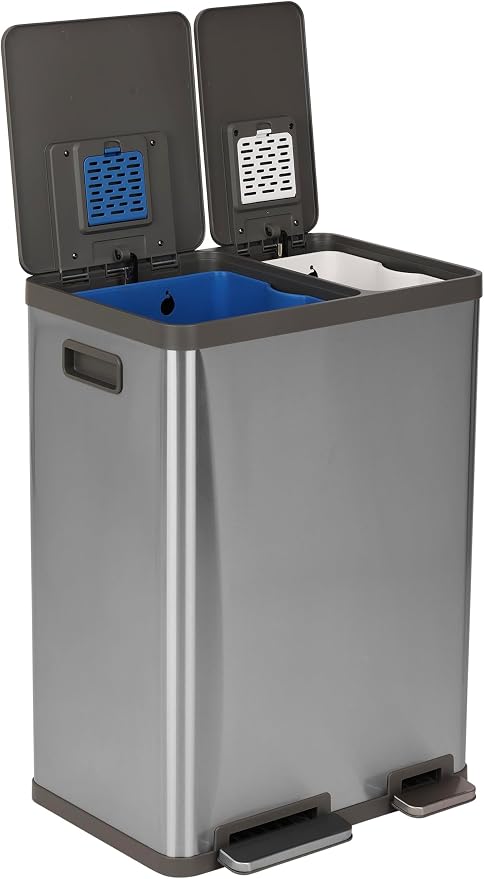 Simpli-Magic 16 Gallon Dual Compartment Step Trash Can – Kitchen Garbage Can - Image 2