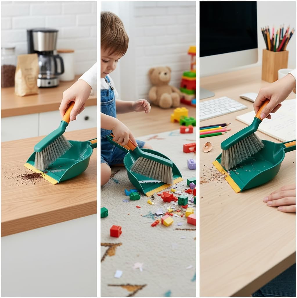 A Multifunctional Broom and Dustpan Set, a Compact Broom and Dustpan for Home Use, Featuring a Plastic Shovel and Brush, Suitable for Camping, Easy to Sweep Various Types of Hair