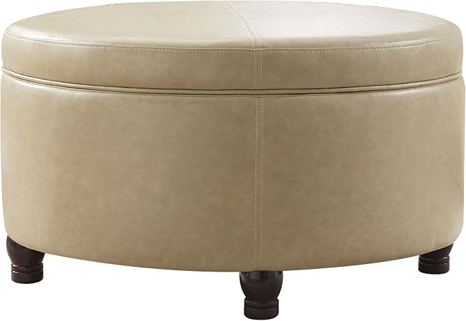30-Inch Round Storage Ottoman, Modern Ottoman Coffee Table - Image 7