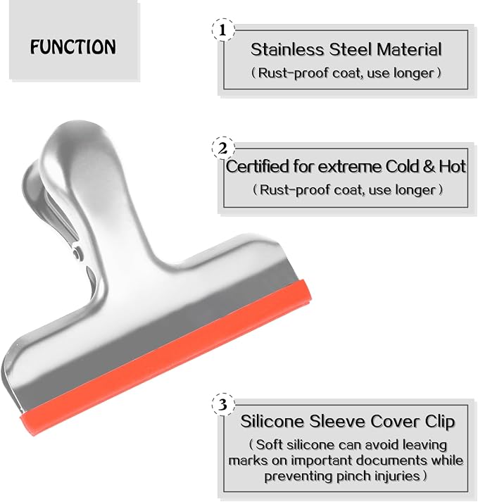 HOUSE AGAIN 12 Small Pack Stainless Steel Chip Bag Clips Covered - Image 8