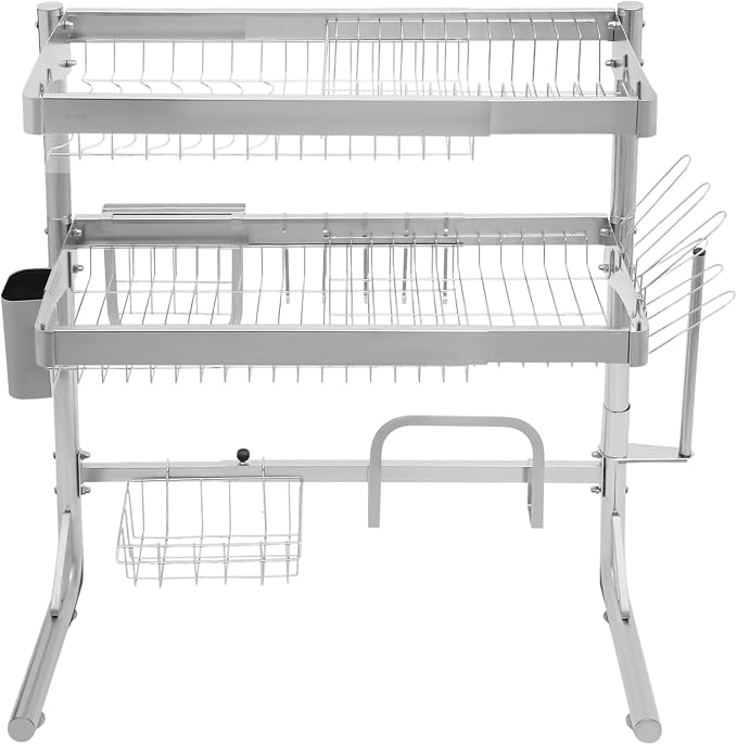 Over The Sink Dish Drying Rack, 2-Tier Stainless Steel Dish Drainer - Image 6