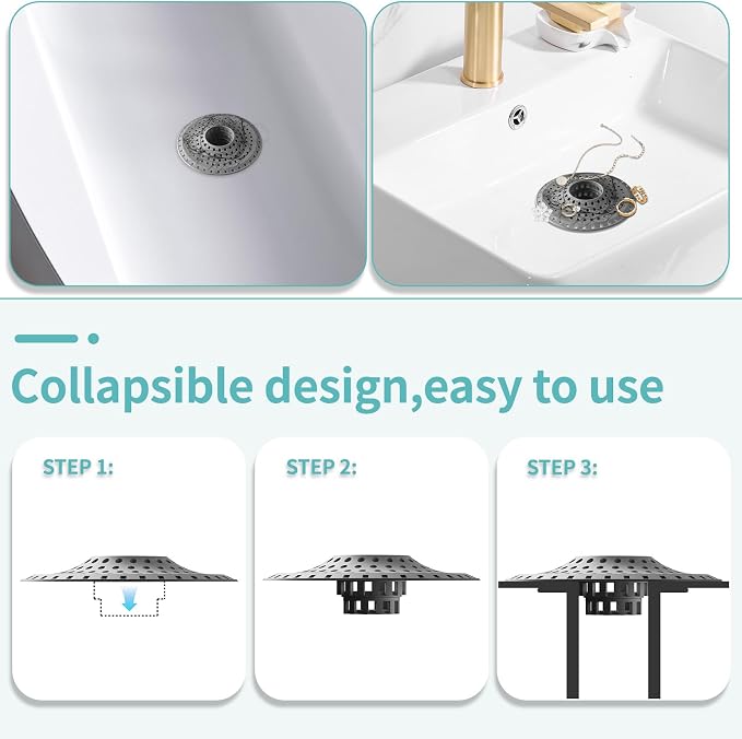 Bathtub Drain Hair Catcher, Silicone Tub Hair Catcher Drain Protector, - Image 4