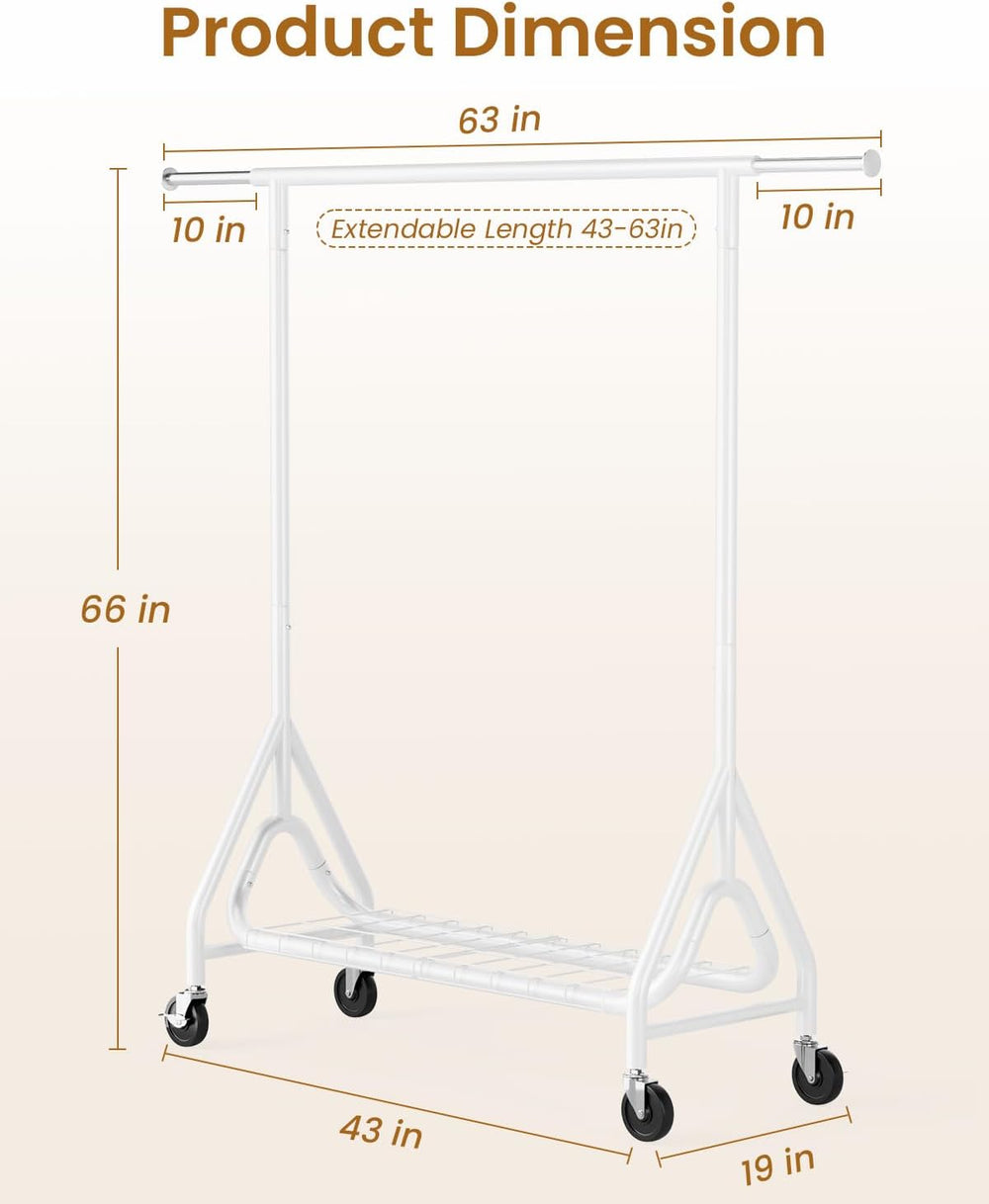 Heavy Duty Clothes Rack, Metal Clothing Rack Load 450 LBS, Rolling Coat Racks...