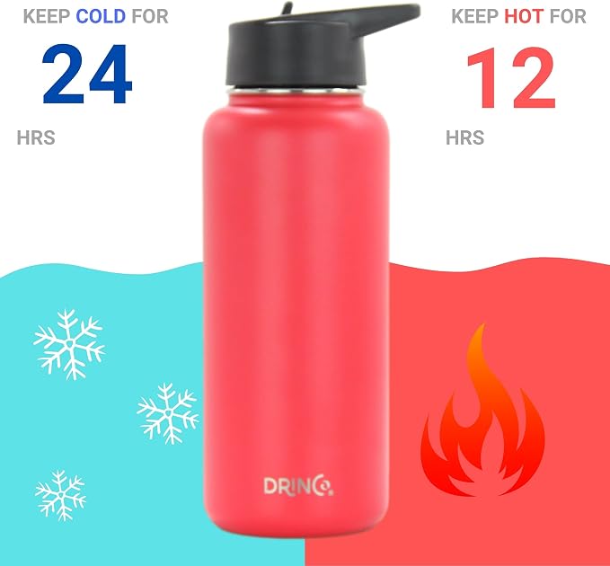 DRINCO Stainless Steel Water Bottle Spout Lid Vacuum Insulated Double Wall - Image 3