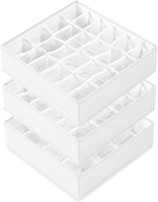 Criusia 3 Pack Sock Underwear Drawer Organizer Dividers, 64 Cell Fabric by Criusia