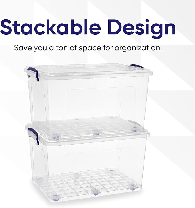 Superio Storage Bins with Lids, Stackable Totes, BPA Free, Odor Free, Organizer - Image 3