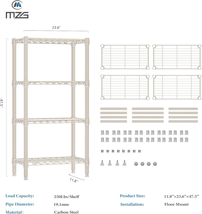 1000 lbs 4-Shelf Standing Storage Shelves Heavy Duty Metal Shelving Unit