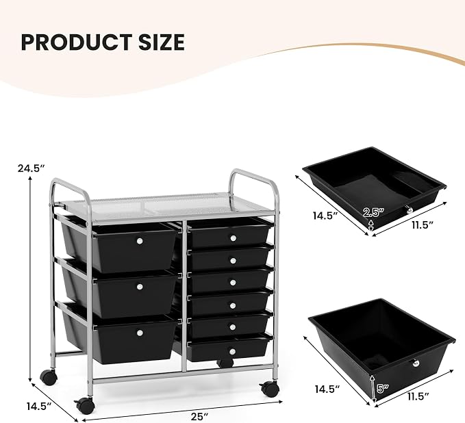 GOFLAME 9-Drawer Rolling Storage Cart, Mobile Utility Cart - Image 3