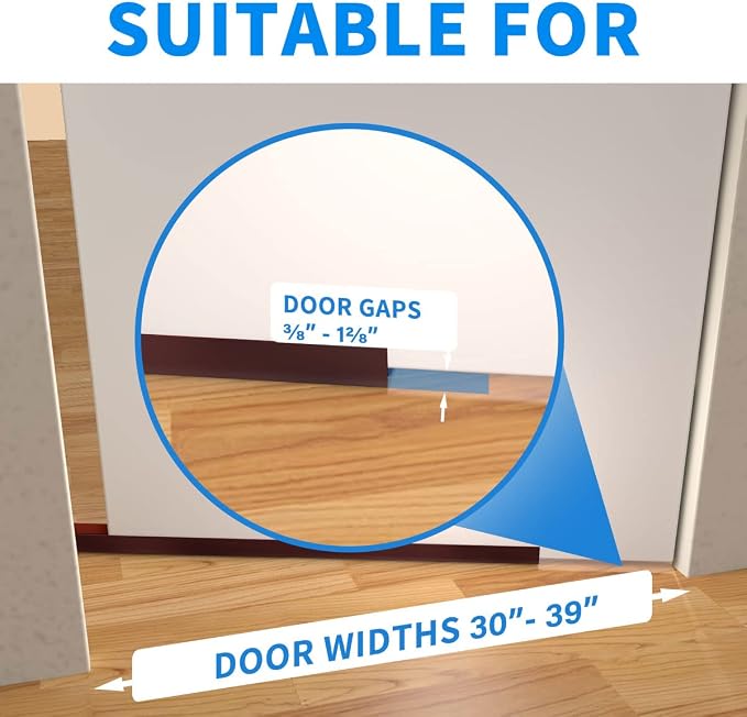 2 Pack Door Draft Stopper, 39” Length Cuttable Under Door Seal, Strong Adhesive - Image 3