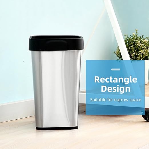 2 Pack Stainless Steel Trash Can 2 Gallon, Open Top Trash Can, Rectangle - Image 4