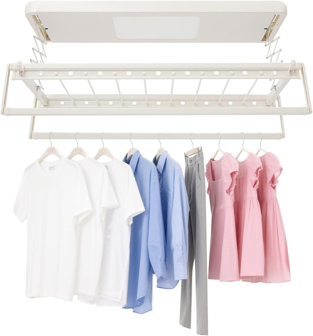 Electric Retractable Airing Rack Off-White Color, Ceiling Clothesline 77lbs L...