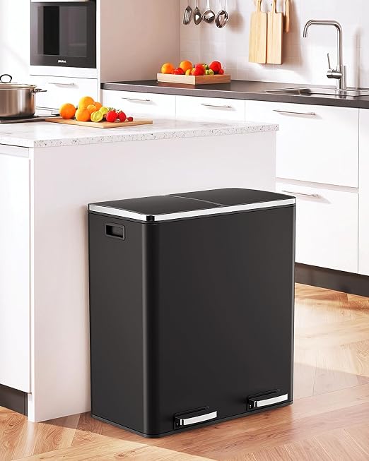 AthLike 60L Dual Trash Can, Stainless Steel Kitchen Garbage Can, Double - Image 8