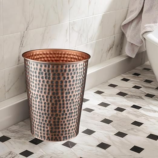 Monarch Abode Handcrafted Metal Wastebasket Trash Can - Image 6