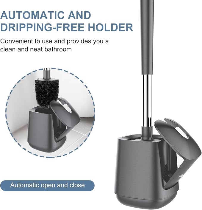 SetSail Toilet Brush and Holder 2 Pack, Self Closing Lid Toilet Bowl Brushes - Image 4