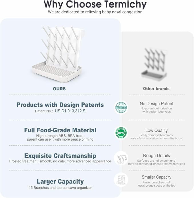 Termichy Baby Bottle Drying Rack: Large Vertical Bottle Dryer Rack Holder - Image 6