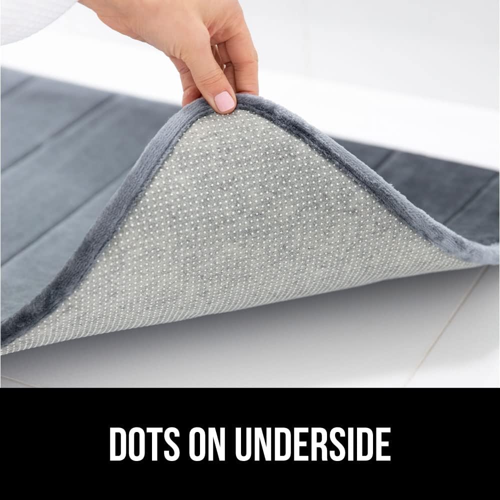GORILLA GRIP Memory Foam Bath Mat, Soft Absorbent US Designed Bathroom Rug, Gripping Dots Machine Washable Bathmat, Cushioned Floor Mats, Shower Sink Rugs Room Décor Accessories, 24x17 Graphite Gray