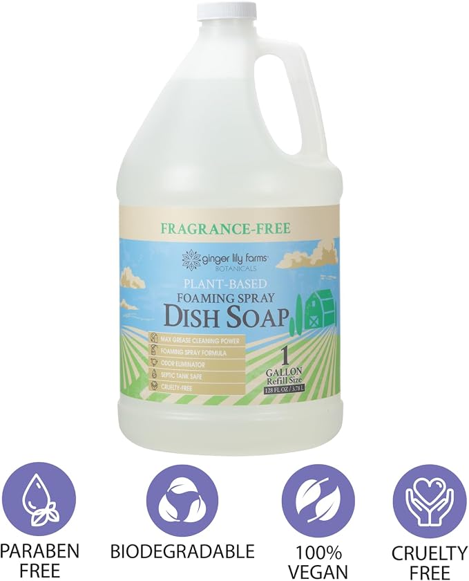 Ginger Lily Farms Botanicals Plant-Based Foaming Spray Dish Soap, Concentrated - Image 5