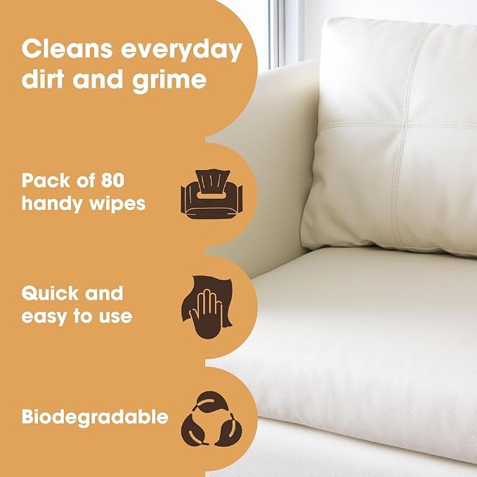 Furniture Clinic Leather Cleaning Wipes | 80 Count | Clean & Restore Leather & - Image 2