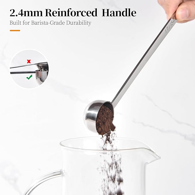 Long Handle Coffee Scoop: 8.3 Inch 18/8 Stainless Steel 1 Tablespoon Metal - Image 8