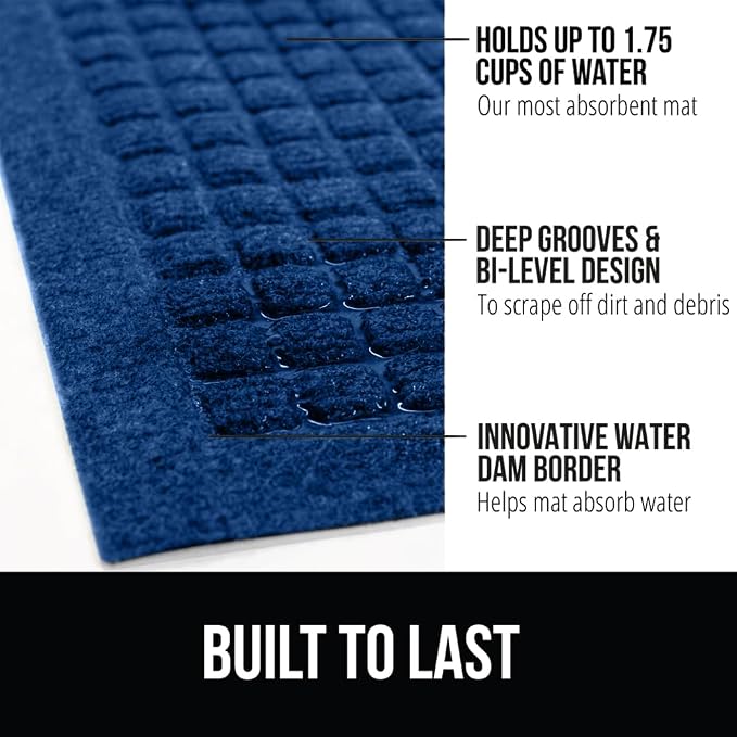 GORILLA GRIP Front Door Mat, Indoor Outdoor Ultra Absorbent HydroAbsorb Doormat - Image 2