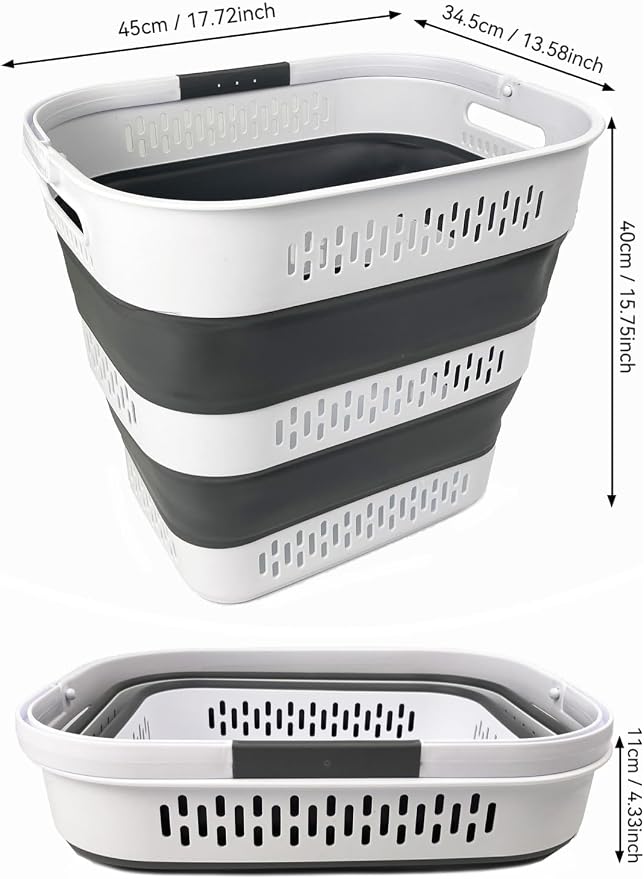 SAMMART 40L Collapsible Plastic Laundry Basket - Image 2