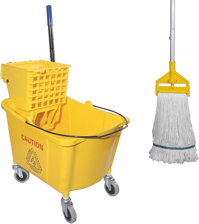 Commercial Mop Bucket with Side Press Wringer on Wheels, Including One by Midoneat